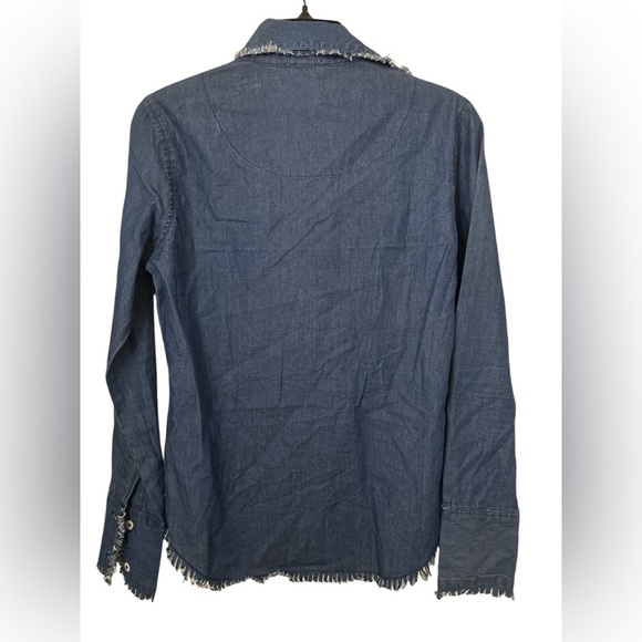 Tizzie LS Denim Ruffle Edge Button Up Shirt NWOT - Picture 2 of 7